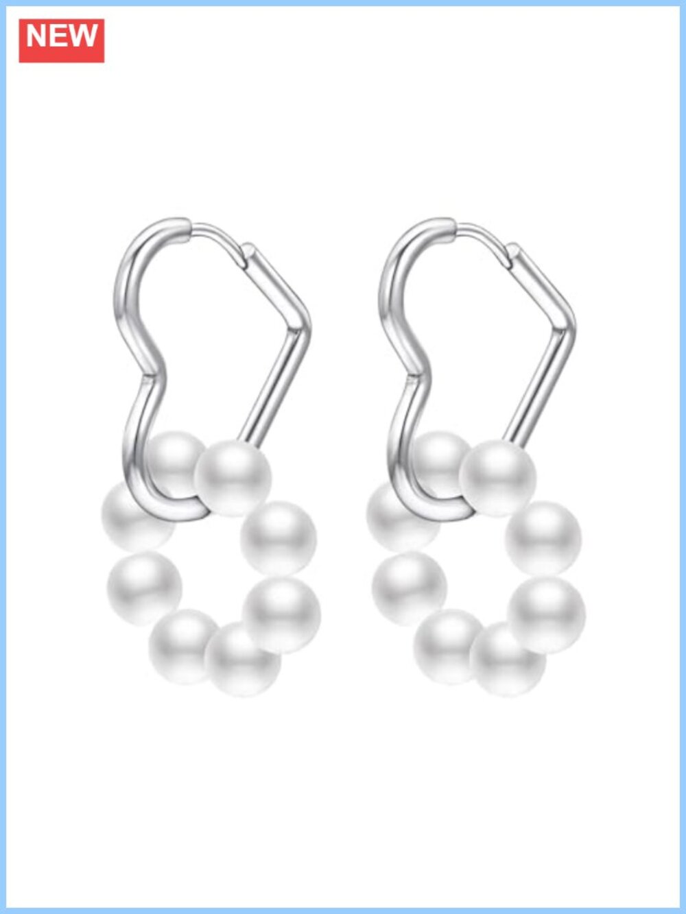 Pearl Dangle Earrings Heart Shaped Gold Plated Drop for Women